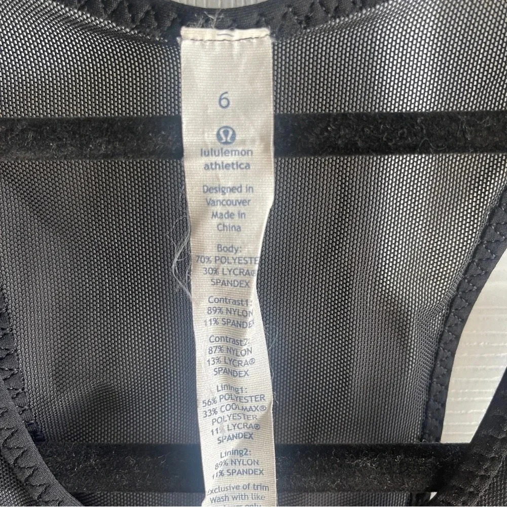 LULULEMON Running In The City Tank High Neck Stripe Play Slate Black Women's 6 - Picture 12 of 14